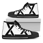 White And Black Star of David Print Black High Top Shoes