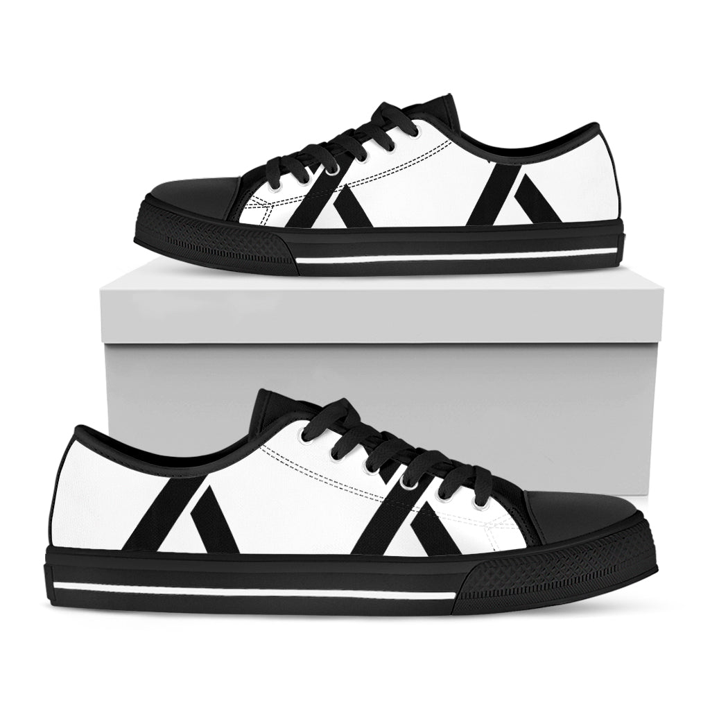 White And Black Star of David Print Black Low Top Shoes 