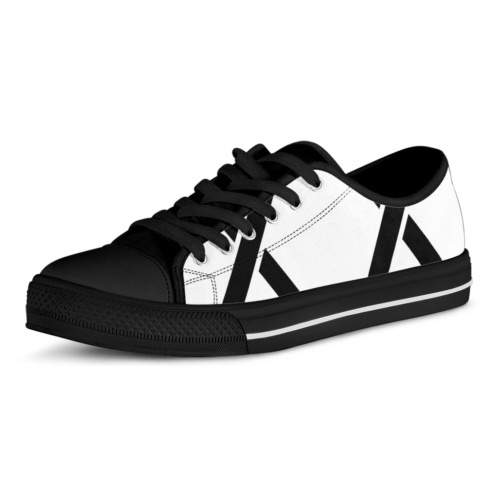 White And Black Star of David Print Black Low Top Shoes 