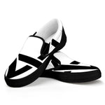 White And Black Star of David Print Black Slip On Shoes