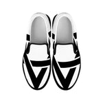White And Black Star of David Print Black Slip On Shoes