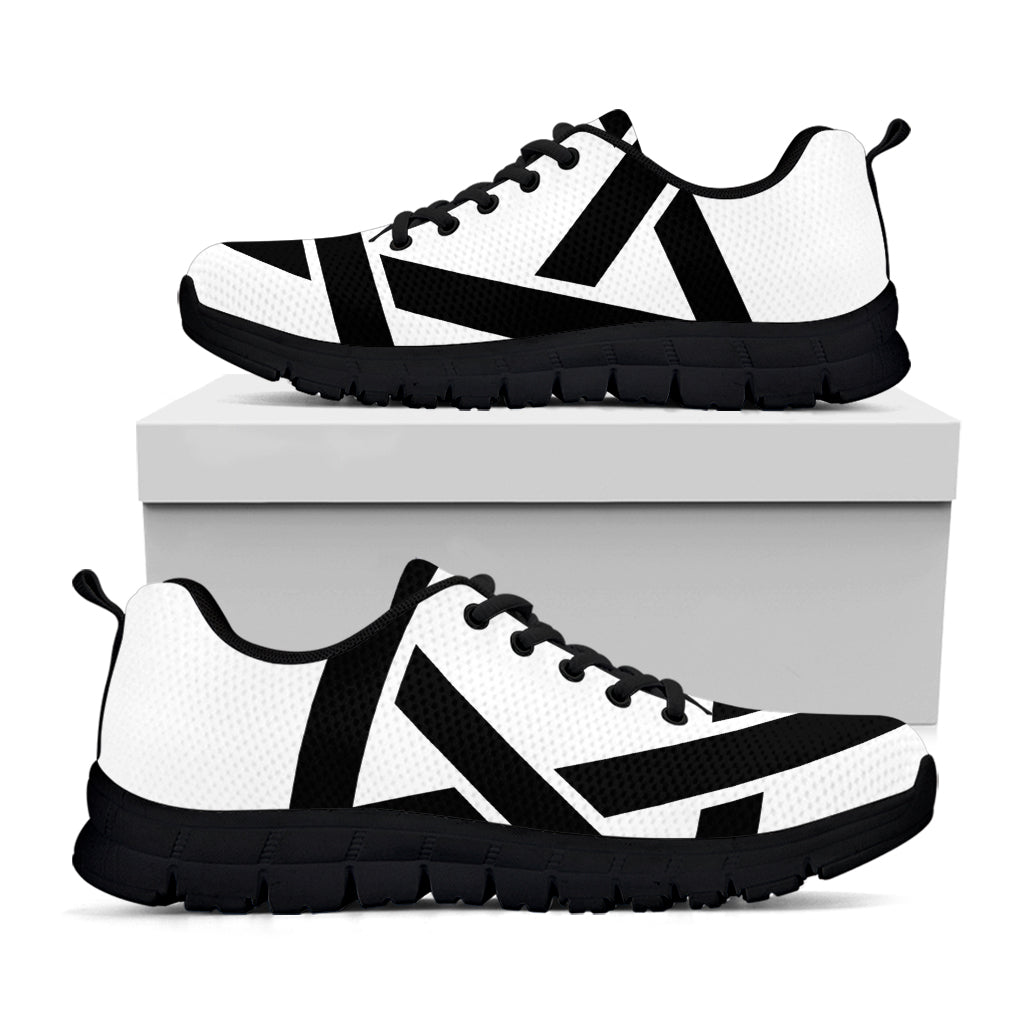 White And Black Star of David Print Black Sneakers