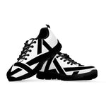 White And Black Star of David Print Black Sneakers