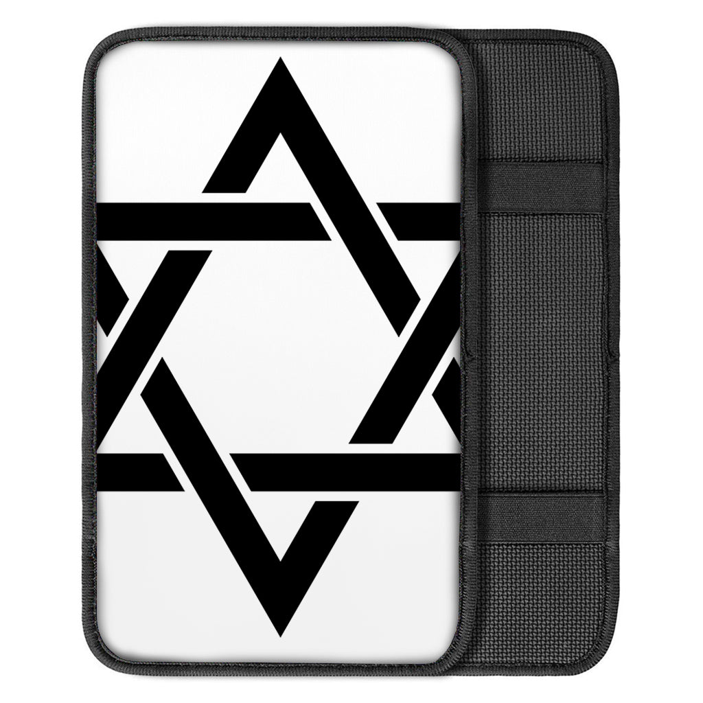 White And Black Star of David Print Car Center Console Cover
