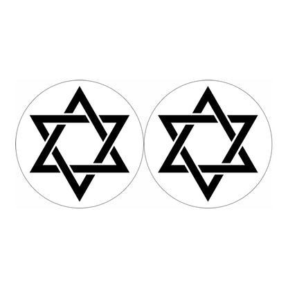 White And Black Star of David Print Car Coasters