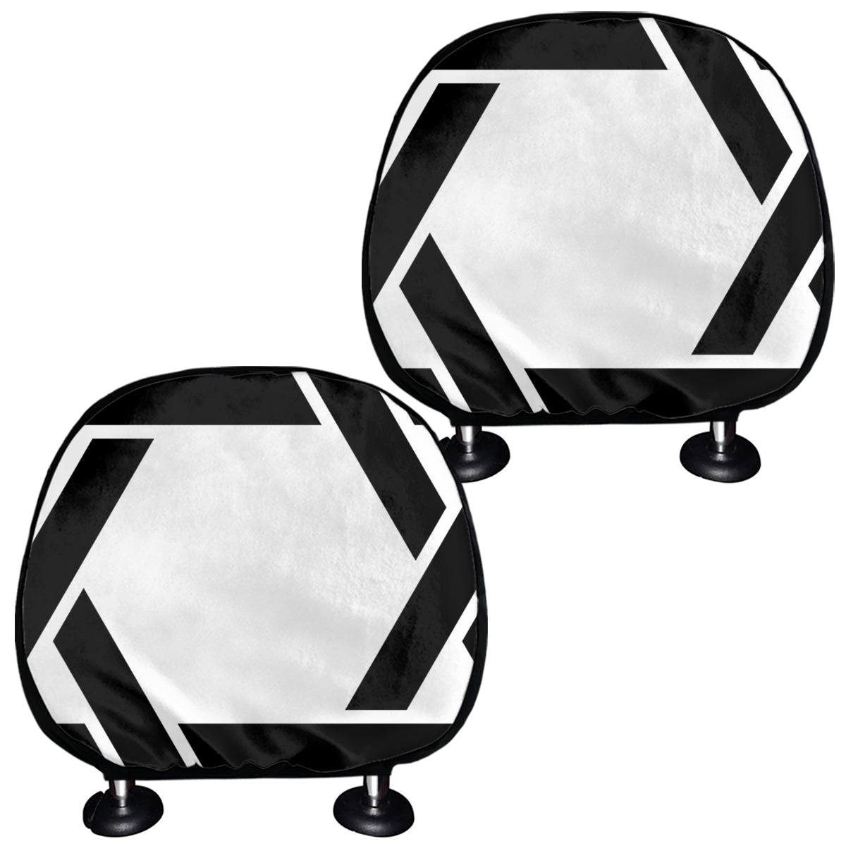 White And Black Star of David Print Car Headrest Covers