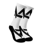 White And Black Star of David Print Crew Socks