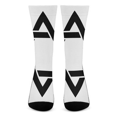 White And Black Star of David Print Crew Socks