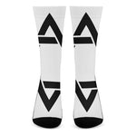 White And Black Star of David Print Crew Socks