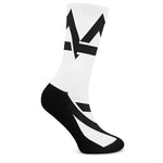 White And Black Star of David Print Crew Socks