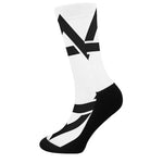 White And Black Star of David Print Crew Socks