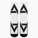 White And Black Star of David Print Crew Socks