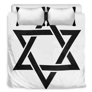 White And Black Star of David Print Duvet Cover Bedding Set