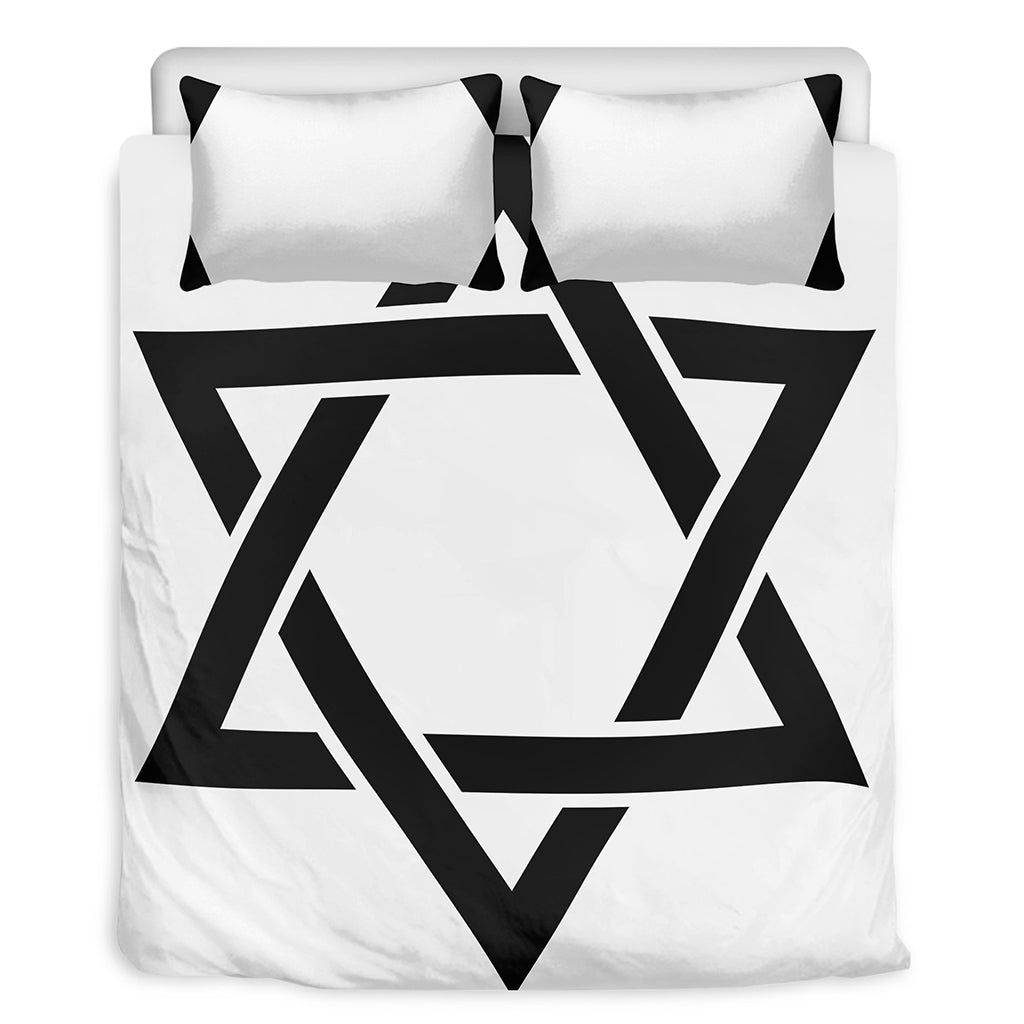 White And Black Star of David Print Duvet Cover Bedding Set