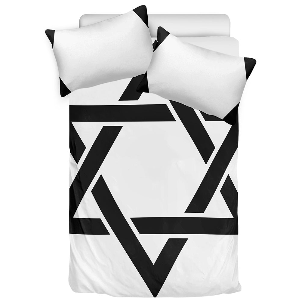 White And Black Star of David Print Duvet Cover Bedding Set