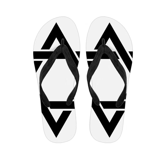 White And Black Star of David Print Flip Flops