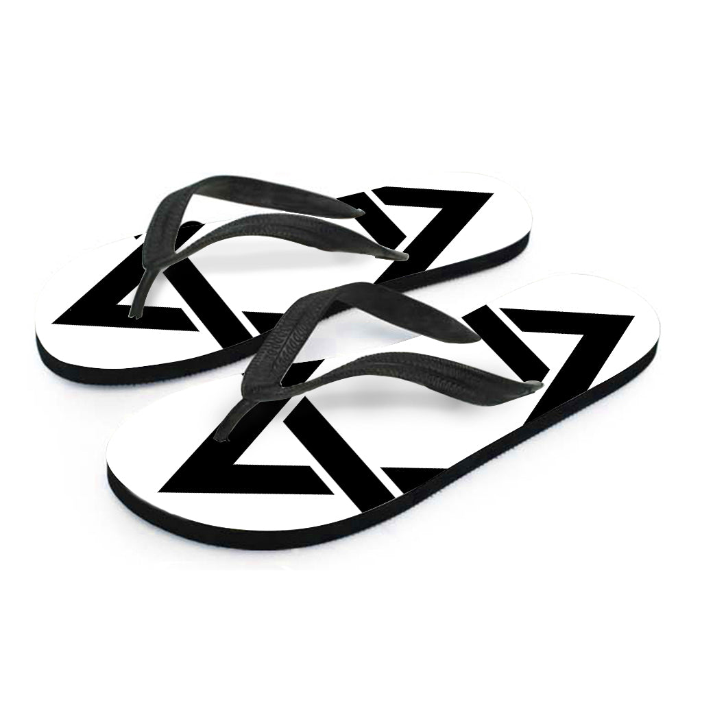 White And Black Star of David Print Flip Flops