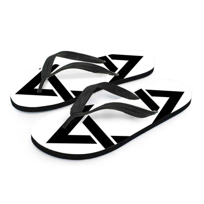 White And Black Star of David Print Flip Flops