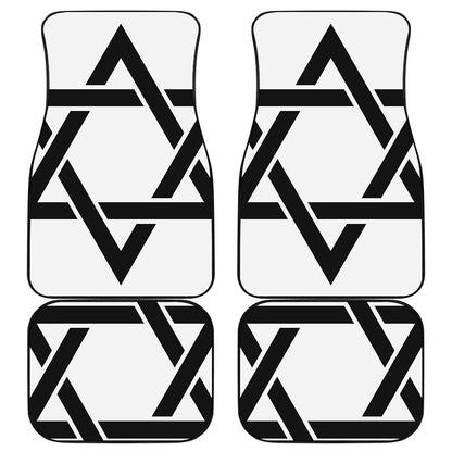 White And Black Star of David Print Front and Back Car Floor Mats