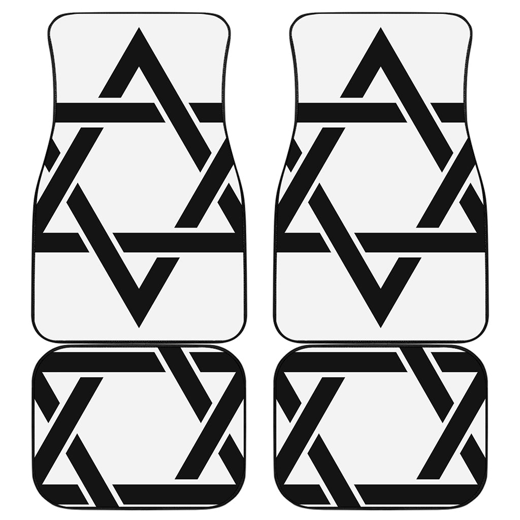 White And Black Star of David Print Front and Back Car Floor Mats