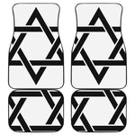 White And Black Star of David Print Front and Back Car Floor Mats