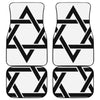 White And Black Star of David Print Front and Back Car Floor Mats