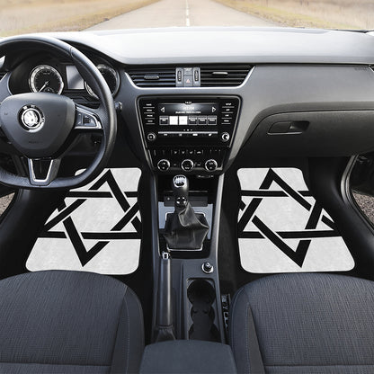 White And Black Star of David Print Front and Back Car Floor Mats