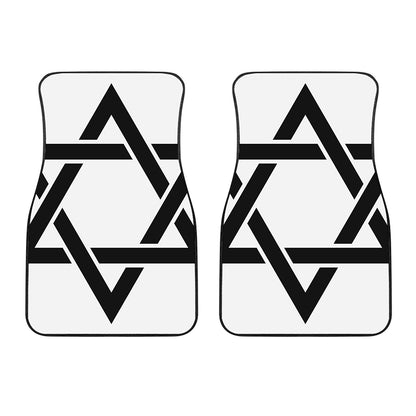 White And Black Star of David Print Front Car Floor Mats
