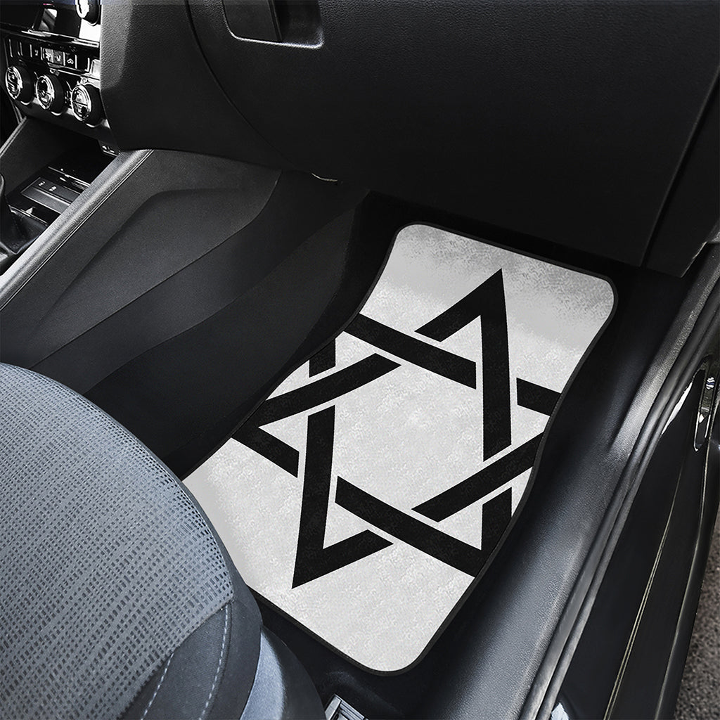 White And Black Star of David Print Front Car Floor Mats