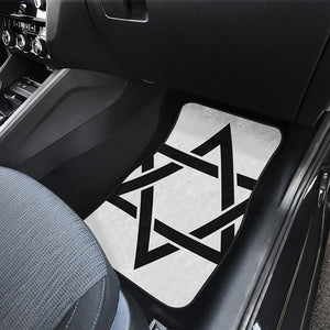 White And Black Star of David Print Front Car Floor Mats