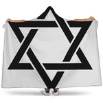 White And Black Star of David Print Hooded Blanket