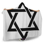 White And Black Star of David Print Hooded Blanket