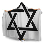 White And Black Star of David Print Hooded Blanket