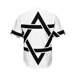 White And Black Star of David Print Men's Baseball Jersey