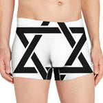 White And Black Star of David Print Men's Boxer Briefs