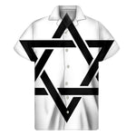 White And Black Star of David Print Men's Short Sleeve Shirt