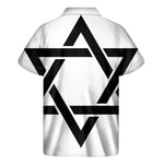White And Black Star of David Print Men's Short Sleeve Shirt