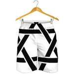 White And Black Star of David Print Men's Shorts
