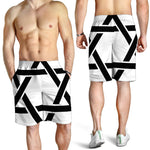 White And Black Star of David Print Men's Shorts