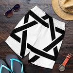 White And Black Star of David Print Men's Shorts