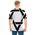 White And Black Star of David Print Men's T-Shirt