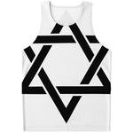 White And Black Star of David Print Men's Tank Top