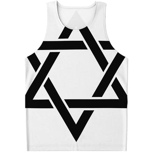 White And Black Star of David Print Men's Tank Top