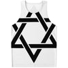 White And Black Star of David Print Men's Tank Top