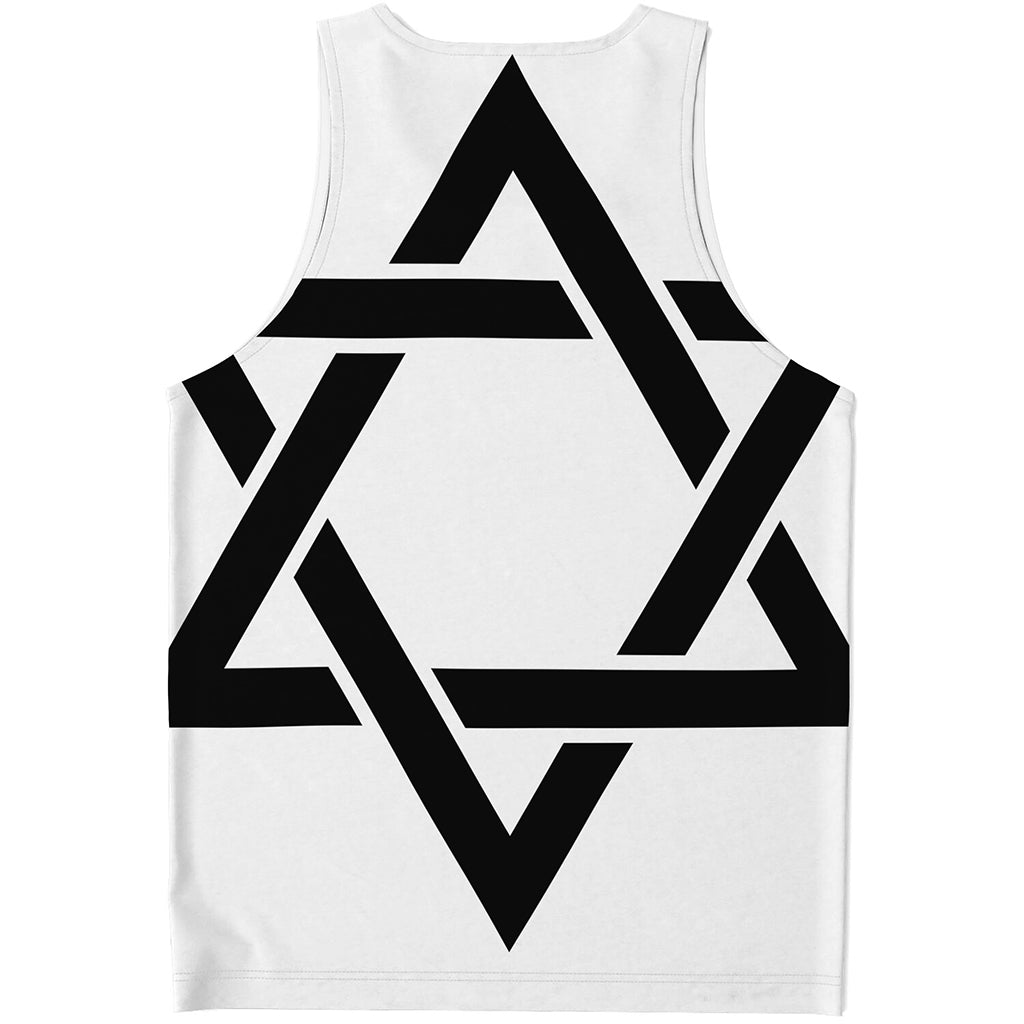 White And Black Star of David Print Men's Tank Top