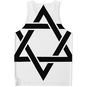 White And Black Star of David Print Men's Tank Top