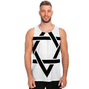 White And Black Star of David Print Men's Tank Top