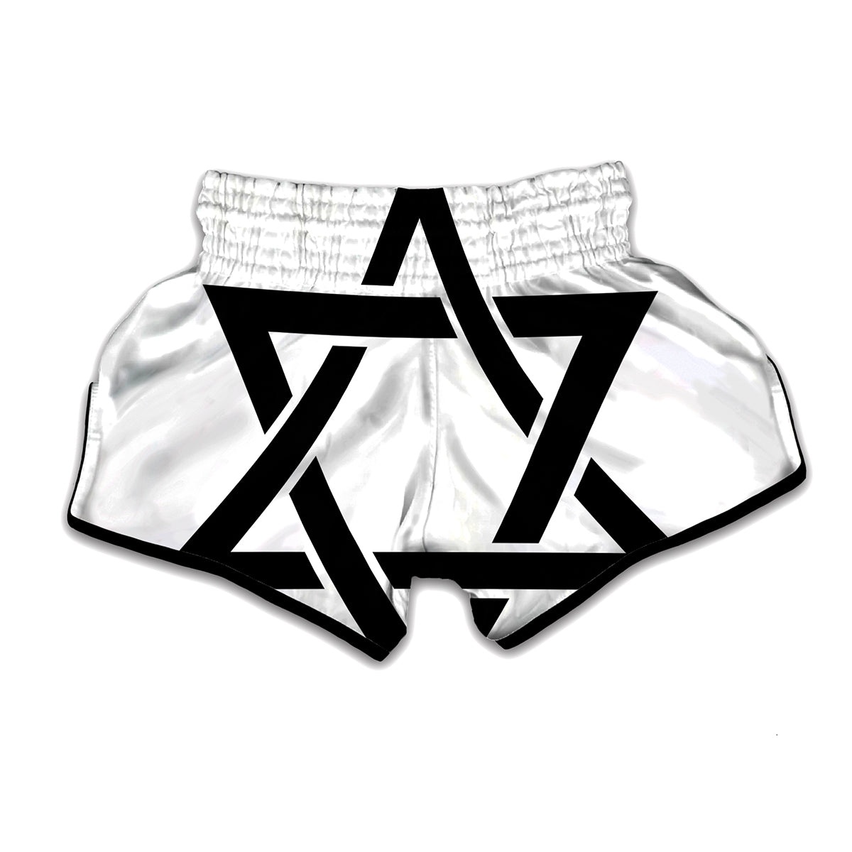 White And Black Star of David Print Muay Thai Boxing Shorts