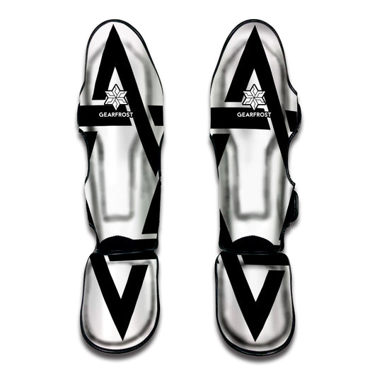 White And Black Star of David Print Muay Thai Shin Guard