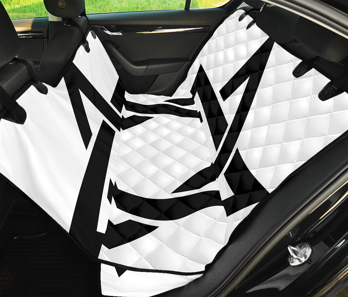 White And Black Star of David Print Pet Car Back Seat Cover